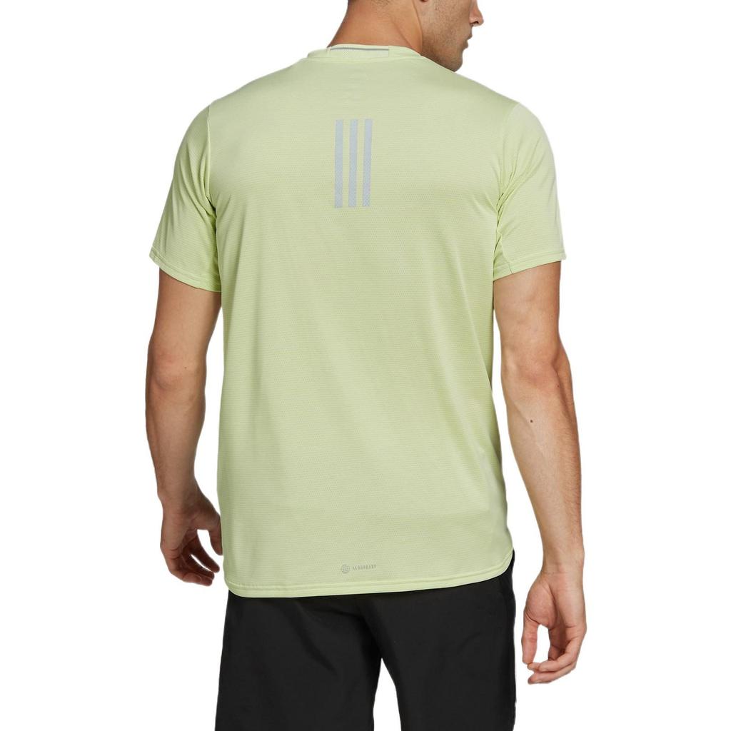 Adidas T Shirts Men's Sour Green Crew Neck Moderate Straight Fit HC9829
