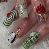 1 Set Cartoon Fruit Dog Press On Nails Women Long French Tip Stick-on Fake Nails Full Cover Glue On False Nails DIY Manicure Supplies