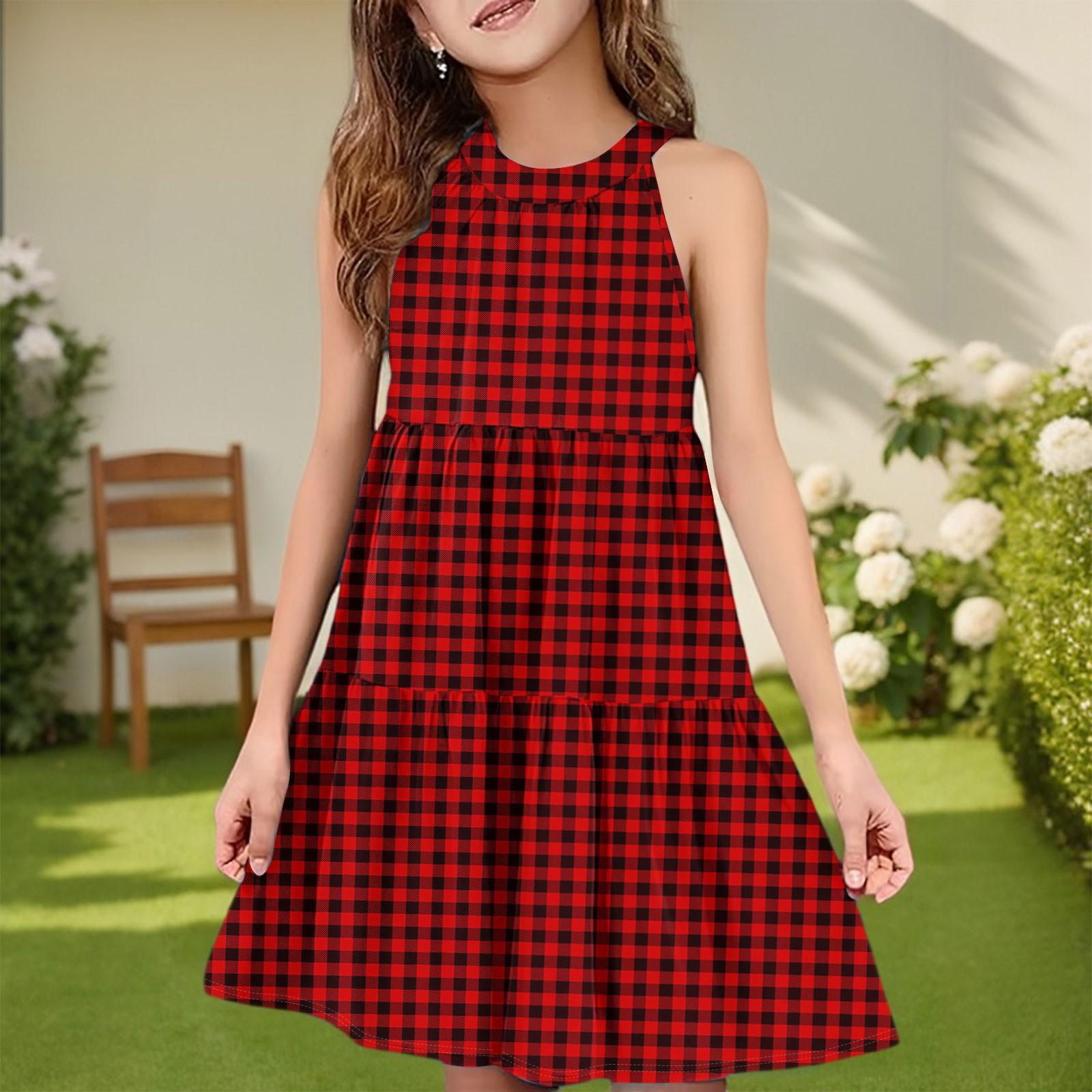 Girls Sleeveless Dress Lightweight, Breathable Cotton Summer Outfit for Casual and Party Wear 160