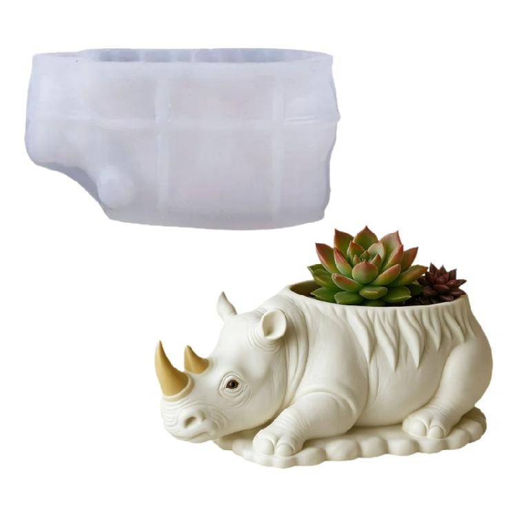 

Rhinoceros Silicone Molds For Handmade Candle Container Soap Chocolate Making Decorative Flowerpots and Holiday Gift 1