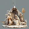 Christmas Tree Jesus Pendant Ornament Family Prayer Scene Pendant Bright Colored Car Decoration Pendant Home Decorations