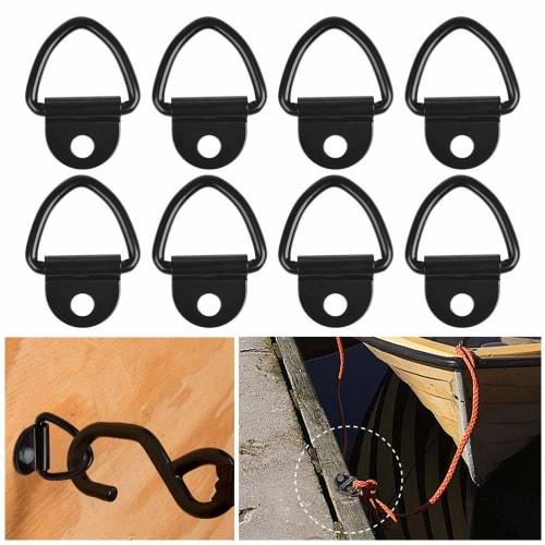 TIMESETL Ground Hook, Cargo Hook, Stainless Steel D-Ring, 12mm, Pack of 8, D-Shaped Hanging Hook, Trailer Anchor, Tie-Down Ring, Load Anchor for Motor