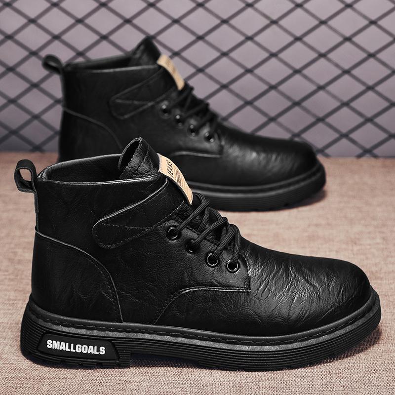 New Martin boots high top waterproof big head short boots ins locomotive leather boots 39