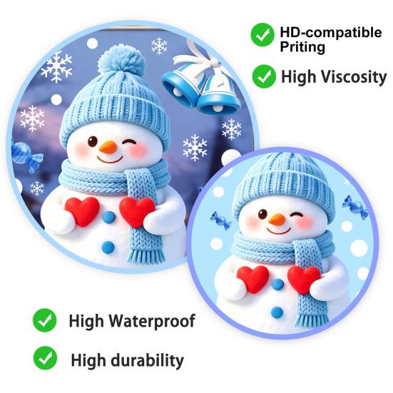 Holiday Decorative Gifts for Friends Christmas Window Clings, Cute Cartoon Snowman Stickers, Winter Snowflake Double-Sided Wall Stickers Static Glass