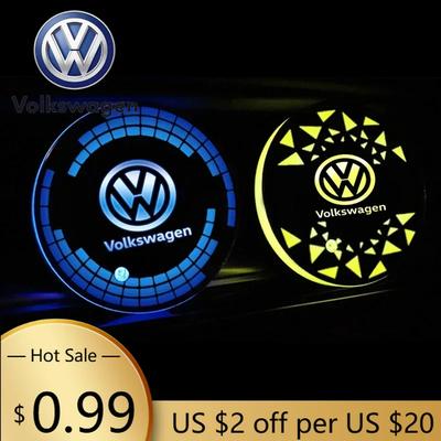 Pour VOLKSWAGEN VW Lumière LED Porte-gobelet d'eau Tapis Lampe d'ambiance pour Volkswagen Golf Passat Jetta Tiguan Polo Bora Beet