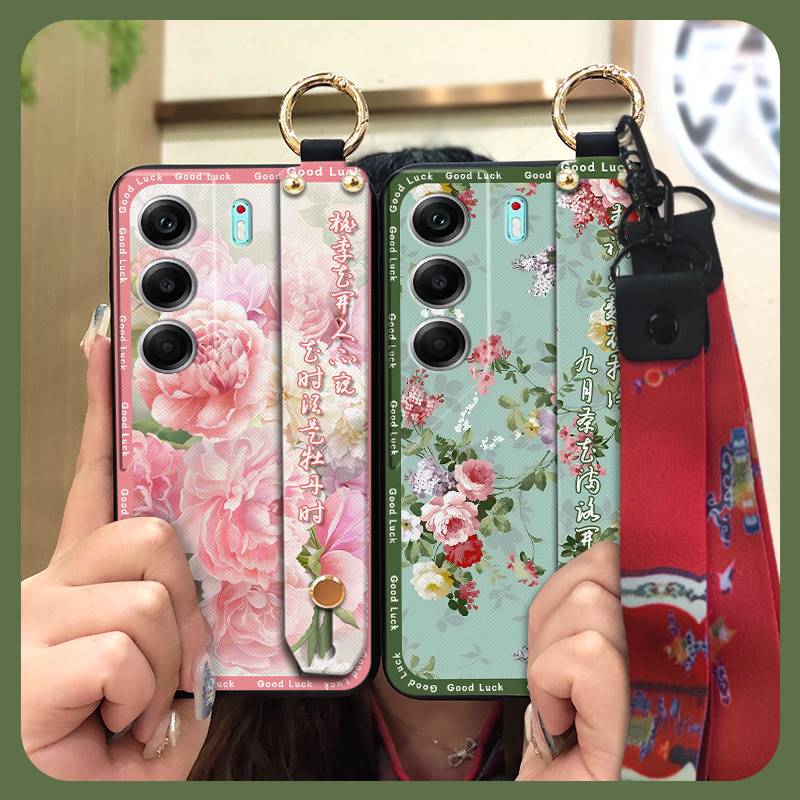 Shockproof Protective Phone Case For Tecno Camon40 4G/CM5 Durable Lanyard Anti-knock Phone Holder Silicone For Mom Ring