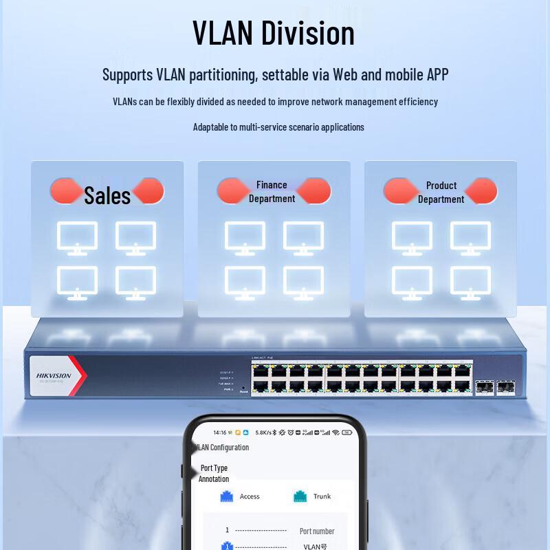HIKVISION Full Gigabit 26-Port PoE Switch CN plug (adapter included)