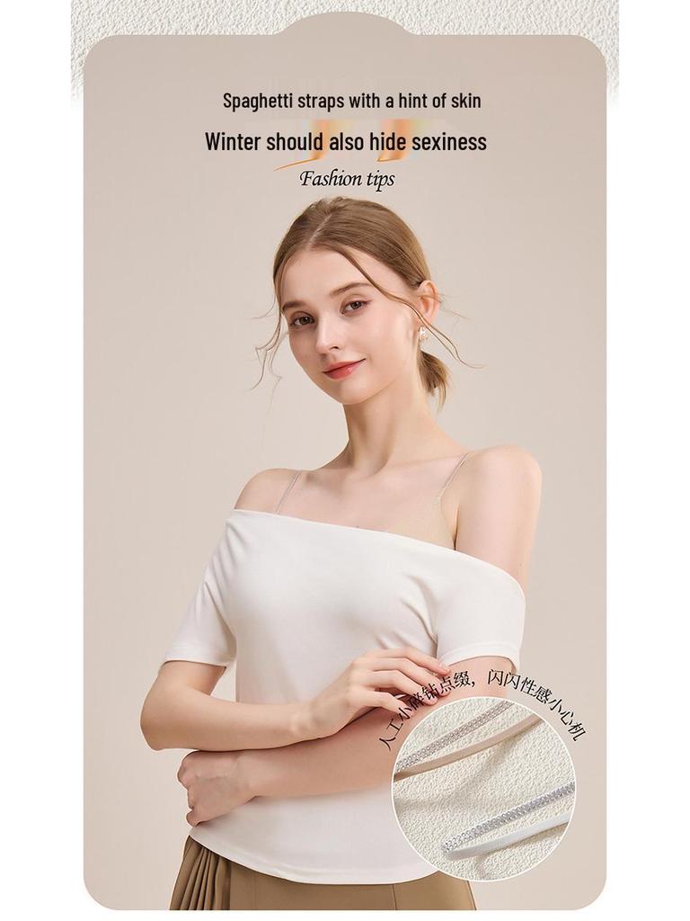 Women's Autumn/Winter Spaghetti Strap Camisole with Built-in Bra & Pads