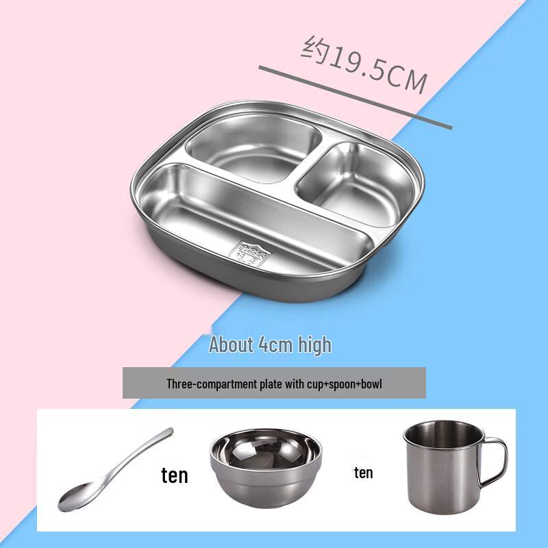 Qianxing 304 Stainless Steel Divided Kids Dinnerware Set (2-Pack)