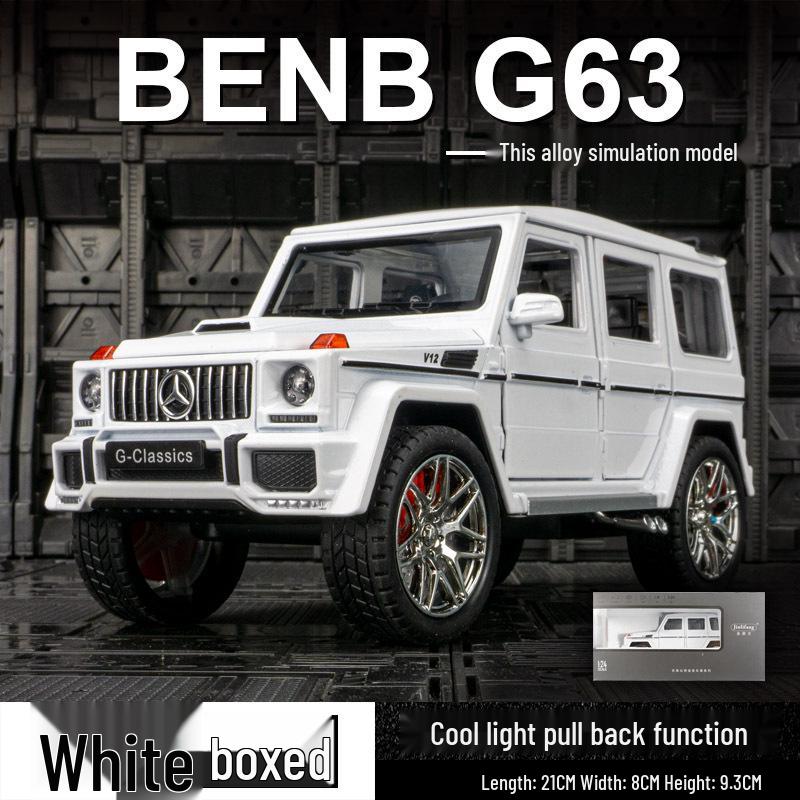 

Jinlifang Mercedes-Benz G63 Металлическая модель внедорожника: Игрушка-симулятор звука и света, украшение для автомобиля. белый