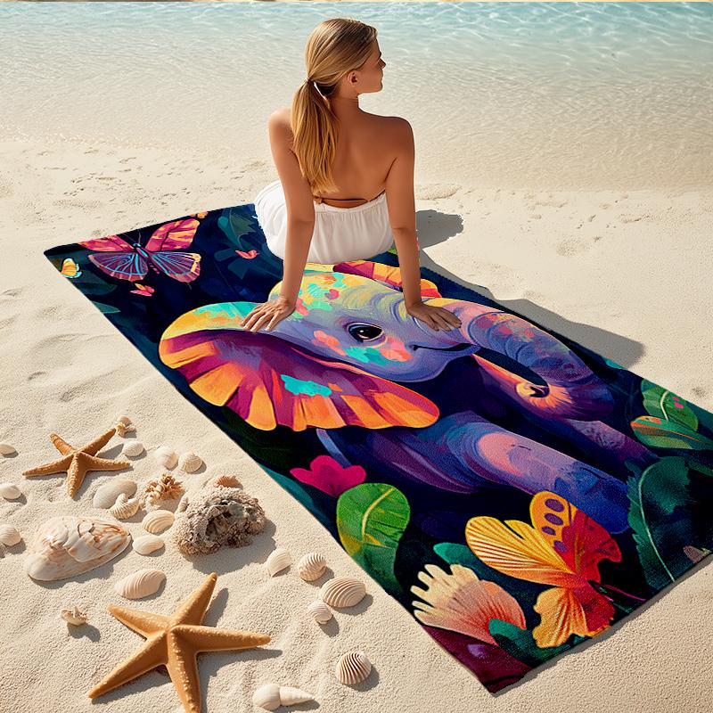 1Pc Colorful Elephant Garden Beach Towel Quick Dry Multiuse For Beach Pool Gym Yoga Home Travel Christmas Halloween Xmas Gift G1144