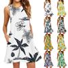 Robe de plage tendance pour femme, sans manches, col rond, imprimé floral