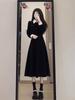 [Original Practice] Early Autumn Black Dress Children Xiaoxiang Hepburn Style Waist and Thin Dress with a Whole