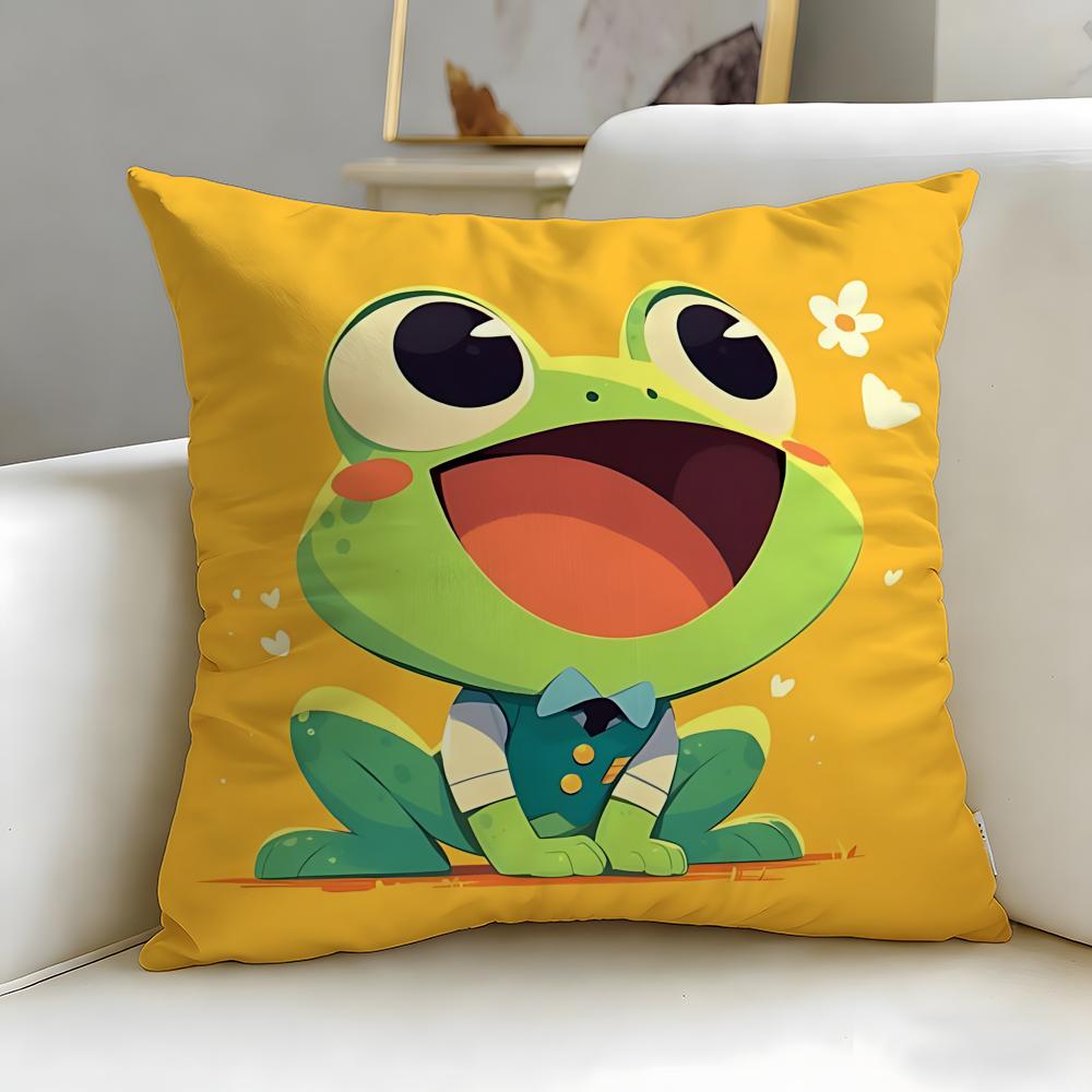Animal Cute Frog Cushion Cover Soft & Easy-Wash Pillow Case – Versatile For Couch, Bed, Travel And Office