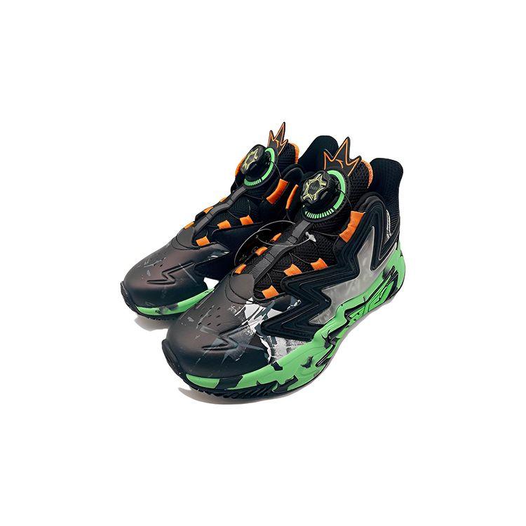 Anta Cement Nemesis Knob Wear-Resistant Basketball Shoes Kids sneakers Black Orange Green 312241112-10