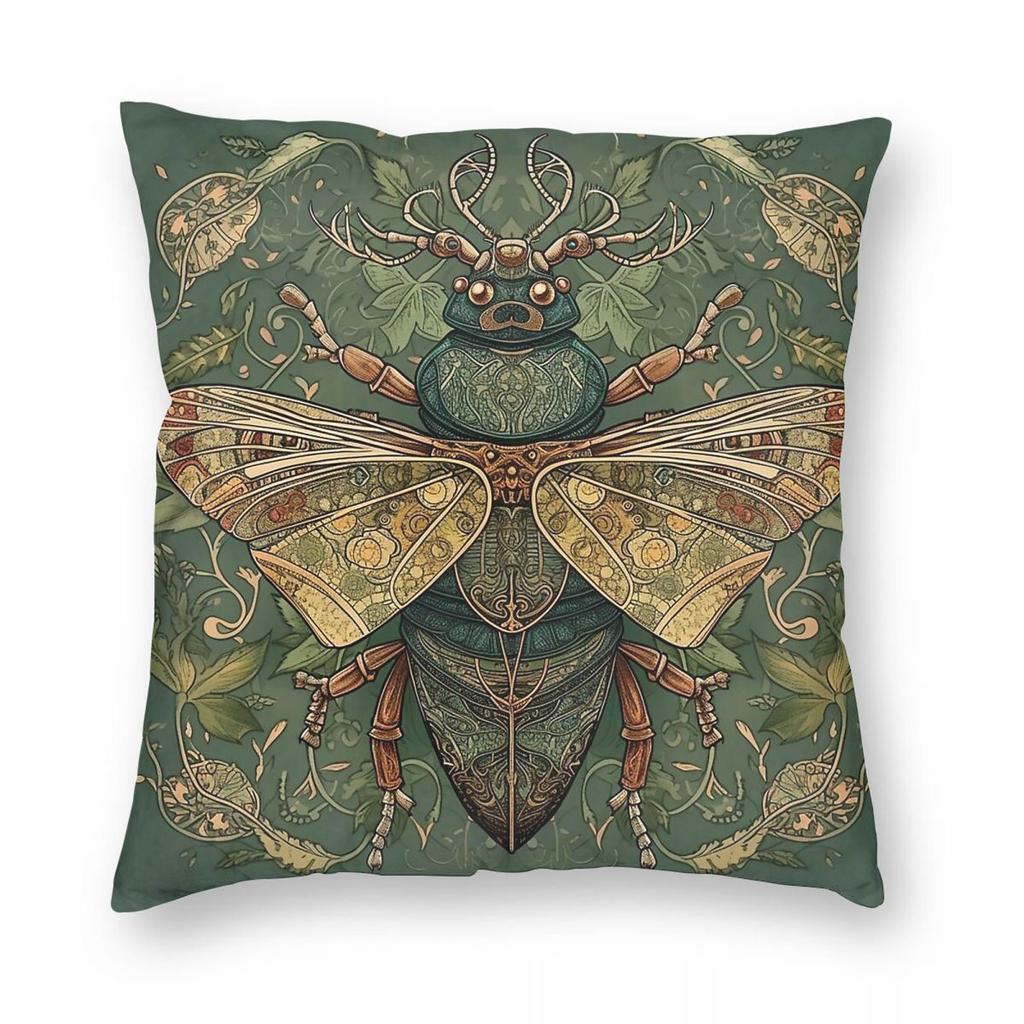 Beetle Cicada Insect Square Pillowcase Polyester Linen Velvet Printed Decorative Throw Pillow Case Room Cushion Case Wholesale