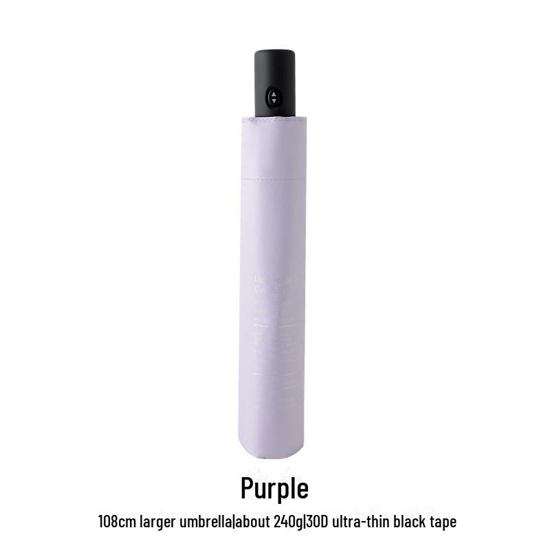 108cm Ultra-Light Automatic Umbrella - Dual-Purpose, Black Glue, Anti-UV, UPF50+, for Sun and Rain, Compact Design.