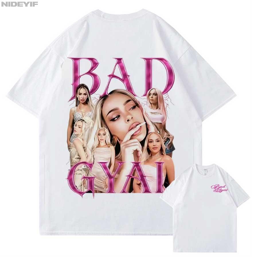 Singer Bad Gyal Vintage 90s Graphic T shirt for Unisex Women Hiphop Streetwear Oversized Tops 100 Cotton TShirt BG2