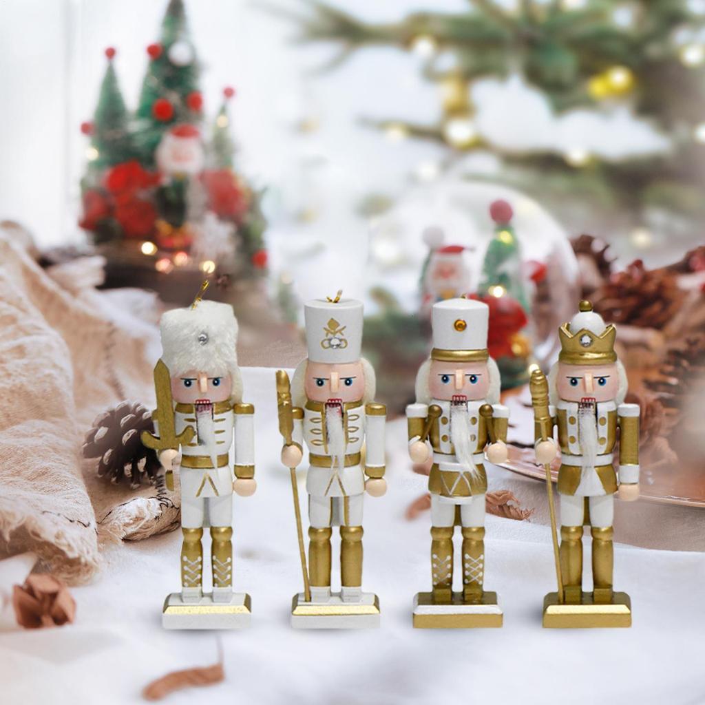 Nutcracker Decor 4piece Wood Ornaments Christmas Nutcrackers For Holiday Tree Table Window Living Rooms Door Kitchen Bedrooms