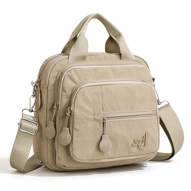 Mini Zaino in Nylon da Donna, Borsa a Tracolla Leggera con Tasche Multiple