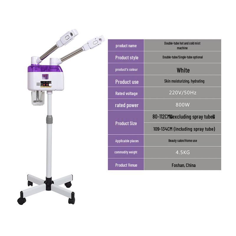 Doppelrohr Gesichtsbedampfer & Feuchtigkeitsspender: Kalt-/Heißnebel Sauerstoffinjektor für die häusliche Schönheitspflege.