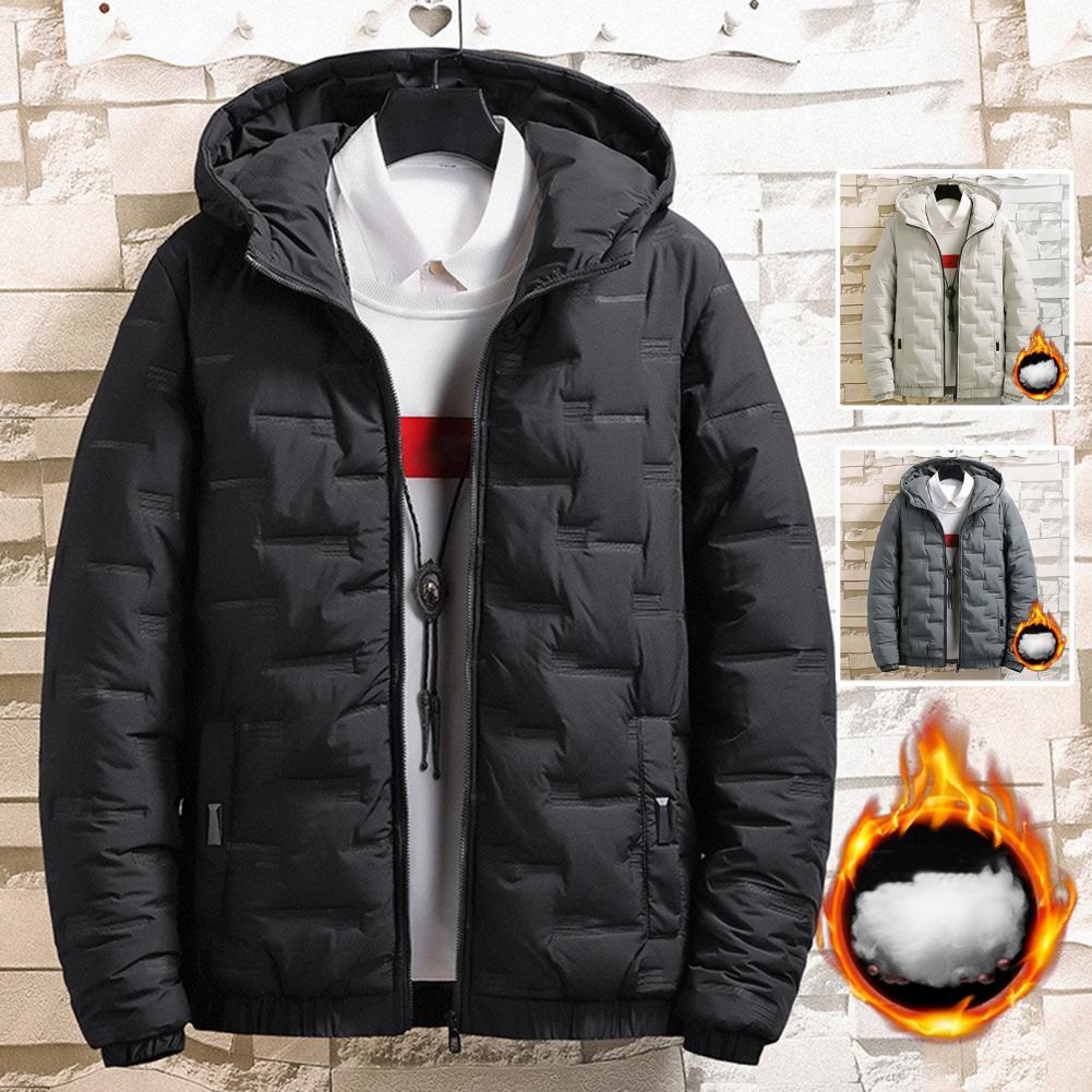 Cozy Trendy Thicken Elastic Cuff Jacket Winter Men Jacket Long Sleeve Streetwear