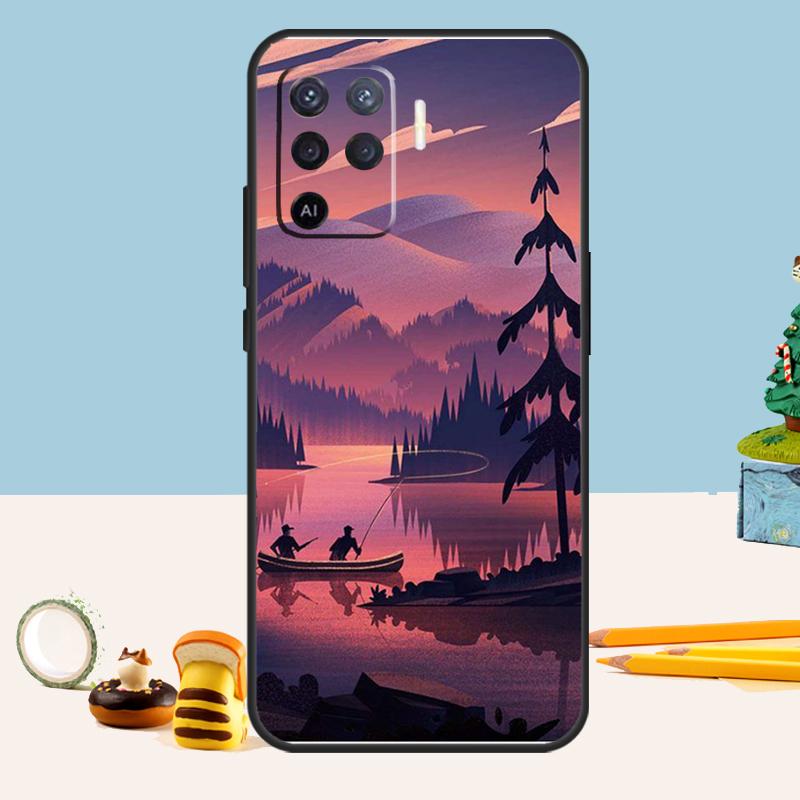 Bass Fishing Case For Oppo A54 A74 A94 A80 A60 A40 A18 A38 A58 A78 A98 A96 A76 A16 A15 A17 A57 A5 A6 Pro