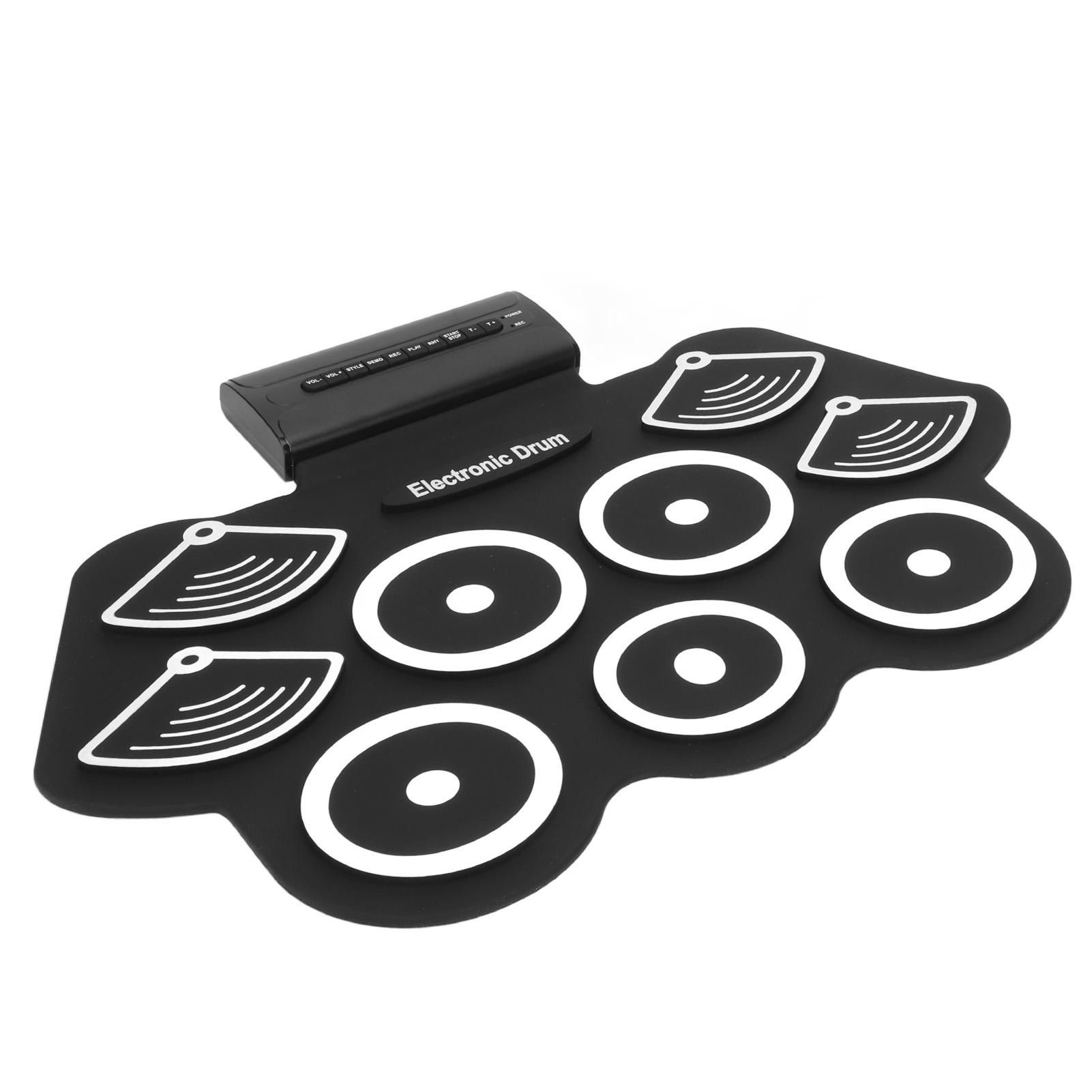 

Электронная ударная установка Roll Up Practice Pad Midi Kit с педалями и палочками в подарок для детей 100‑240 В британская вилка UK Plug