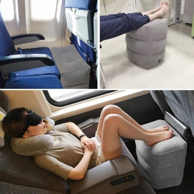 Travel Footrest Pillow Inflatable Foot Support Cushion for Airplane Car Office Resting Sleeping and Vacation Travel Accessories