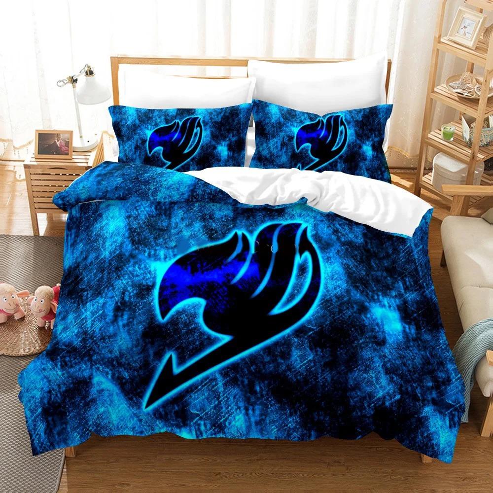 3D Print Anime Fairy Tail Logo Natsu Bedding Set Boys Girls Twin Queen Size Duvet Cover Pillowcase Bed Kids Adult Home Textiles