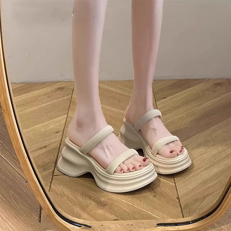 Slippers Women's Summer Outer Wear Fashionable Thick Bottom with Skirt Height Increase New High-end High-heeled Beautiful Cool Slippers