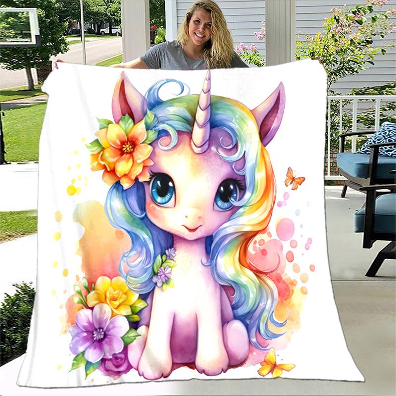 1PC Unicorn Blanket, Al Season Lightweigh Poster Blanket Home Office Outdoor Nap Multifunc Poster Blanketional Blanket