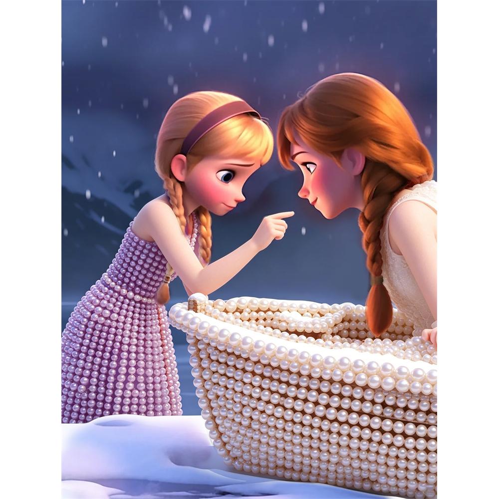 

Disney Pearl Art Painting Frozen Elsa and Anna Handmade diy5D Pearl Gem Painting Pictures Crafts Special Shape Home Wall Decoration 30x40