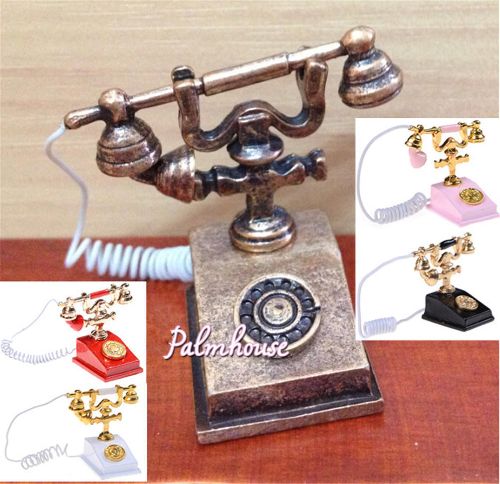 1/12 Doll House Furniture Miniature Retro Phone Vintage Telephone For Gift Wholesale