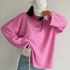 Moda Allentato Girocollo Manica Lunga Rosa T-shirt da Donna Strada Solido Pullover Donna Magliette 2023 Autunno Signore Magliette Magliette e camicette 29355