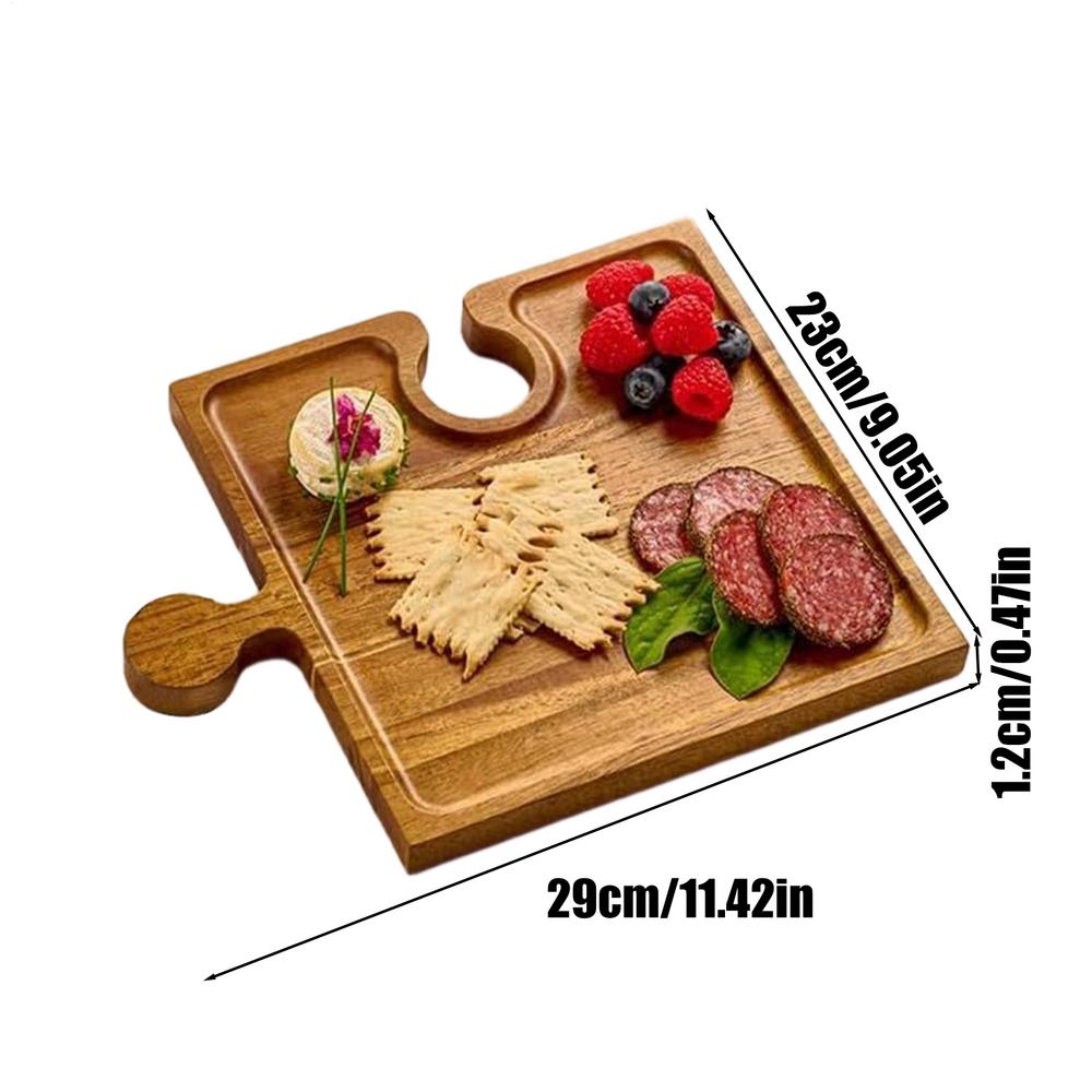 

Puzzle Food Display Tray Wooden Charcuterie Board Snack Serving Tray Food Platter Appetizer Board For Meat Fruit Cheese Snack