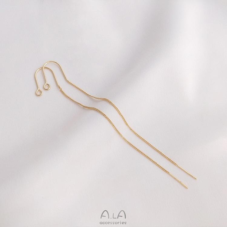 DIY U-Shaped Ear Wire: Handmade 14K/18K Gold & 925 Silver Chain-Shaped Studs - Color-Preserving Jewelry Accessories