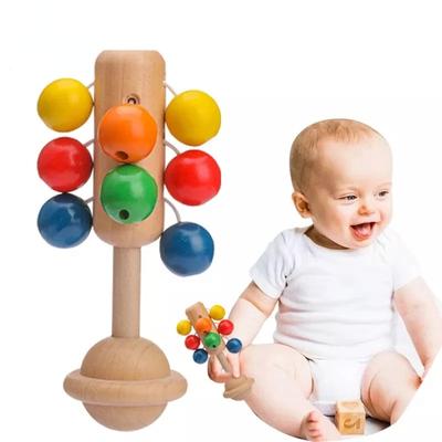 0-12 Months Baby Toy Hand Rattle 1pc Wooden Interactive Babies Toy For Newborn Baby Toys Colorful Educational Toys