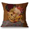 Cute Cartoon Decorative Gustav Klimt Oil Painting Throw Pillow Cover Vintage Home Decor Office Car Sofa Love Chair Cushion Cover
