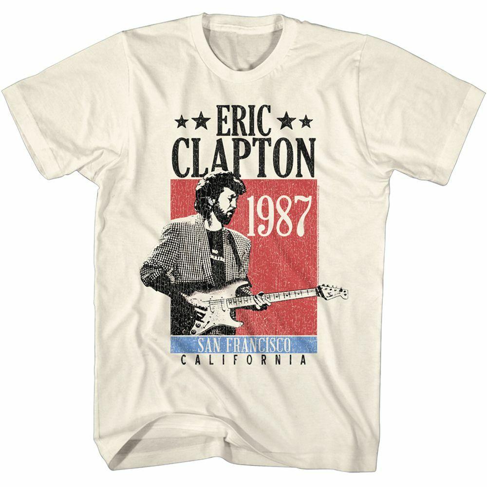 

Eric Clapton San Francisco 1987 Natural Adult T-Shirt Mens Womens Tees Top 4XL