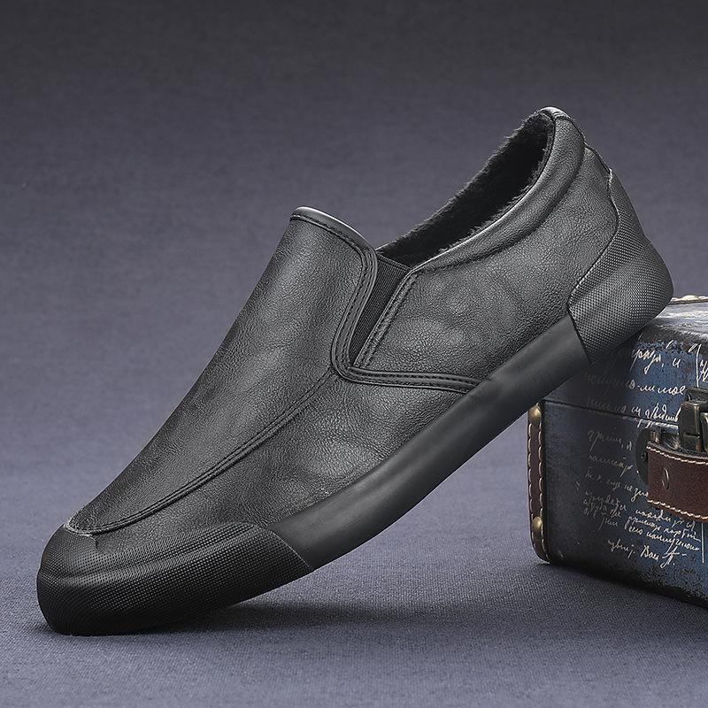 Flash step men's shoes cotton shoes men's casual leather shoes Korean version trend low-top board shoes autumn and winter shoes 9101 9153