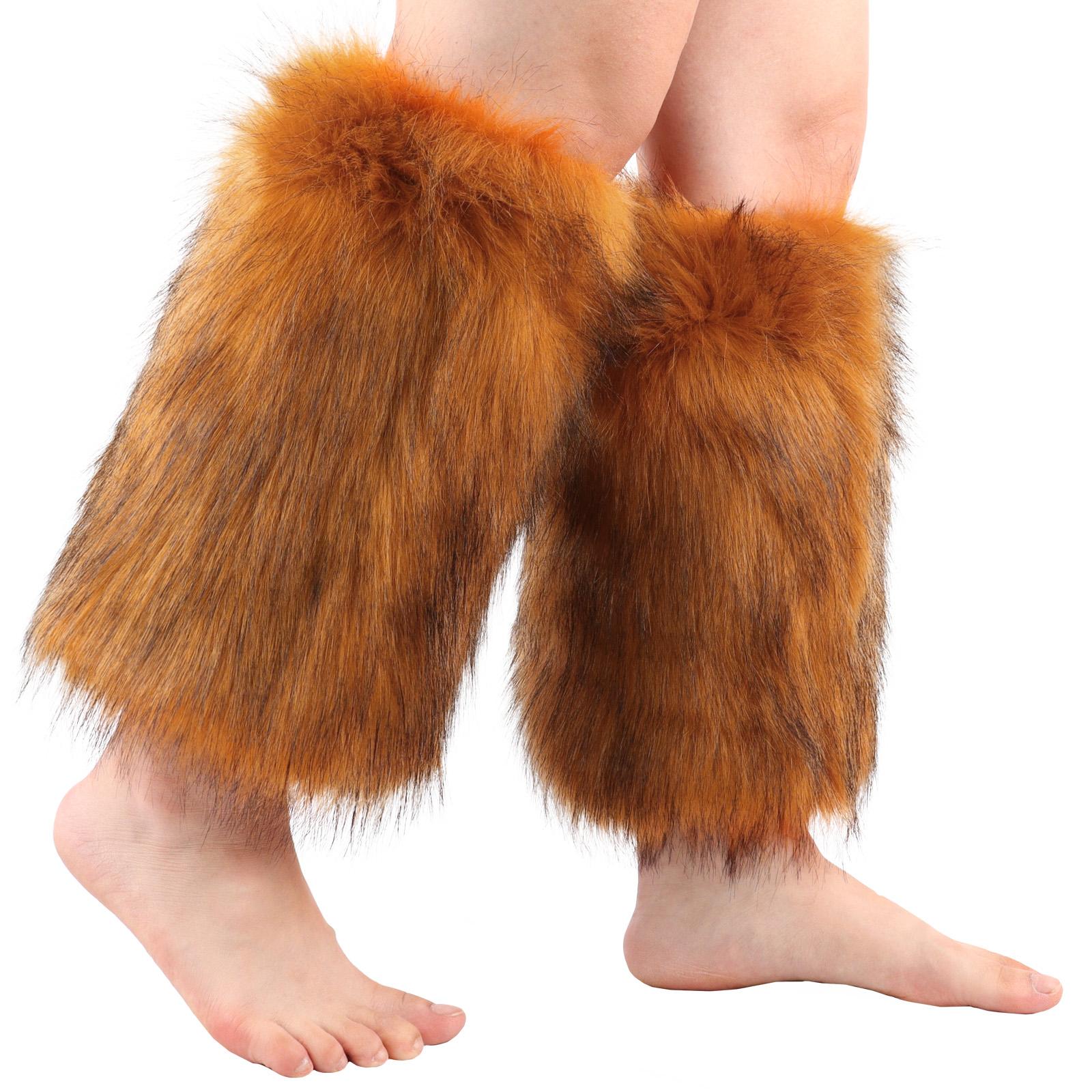 Cache-tibias en fausse fourrure Manchettes de bottes poilues Couvre-bottes Hiver Chaud Accessoires de costume one size