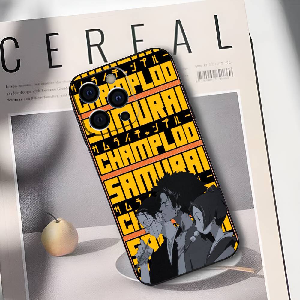 

Чехол для телефона с изображением аниме S-Samurai C-Champloo для iPhone 17,16,15,14,13,12,11 Plus,Pro Max,XS,Мягкий силиконовый черный чехол iPhone16se4