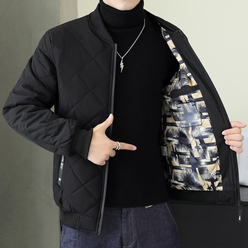 

Winter Men s Cotton-padded Jacket Autumn and Winter New Cotton-padded Clothing Casual Warm Baseball Clothing Simple Large Size 4XL чорний