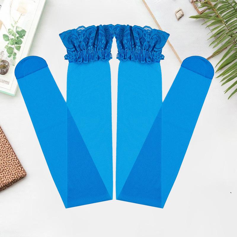 Damen Spitzenbesatz Oberschenkelhohe Silikon Anti-Rutsch Strümpfe - Sommer Mehrfarbig