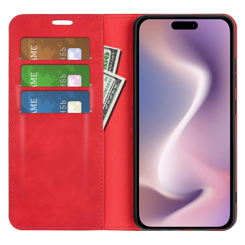 For iPhone 16 Case Card Slots Wallet Skin-Feel PU Leather Phone Cover