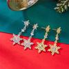 New Elegant Shiny Rhinestone Snowflake Drop Earring for Women Shiny Crystal Zircon Flower Dangle Earring Christmas Party Jewelry