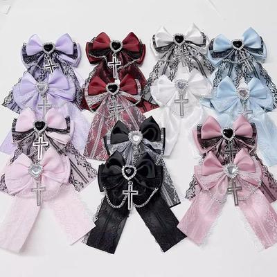 Multi-Color Fashion Bow Lace Chain Lolita Double Hair Clip