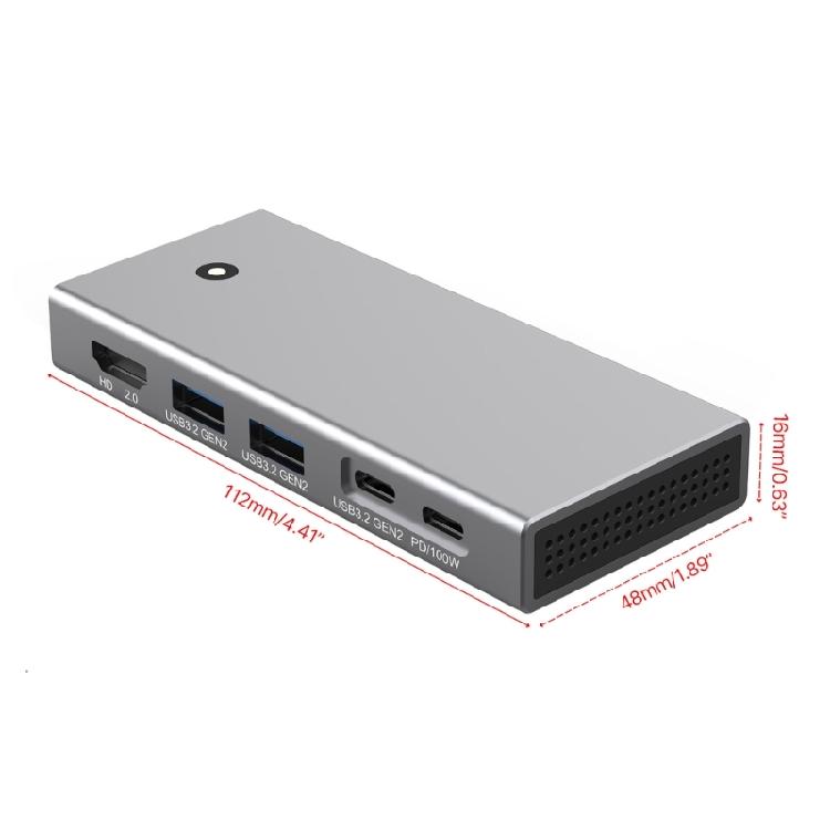 M.2 Two Protocols TypeC Docking Station PD100W USB3.2 10Gbps HDMIcompatible2.0