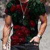 Trend 3D Printing Men's Fashion Casual Simple Short-sleeved T-shirt Comfortable Breathable Cherry Blossom Print Short Sleeve